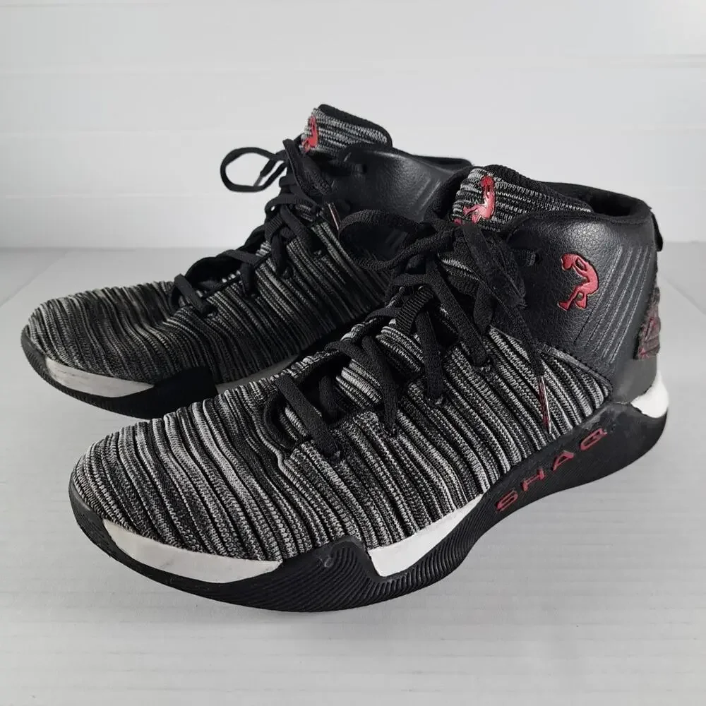 Shaq Dunkman Basketball Shoes Black White Knit High Top Boys 6 Non Marking Soles
